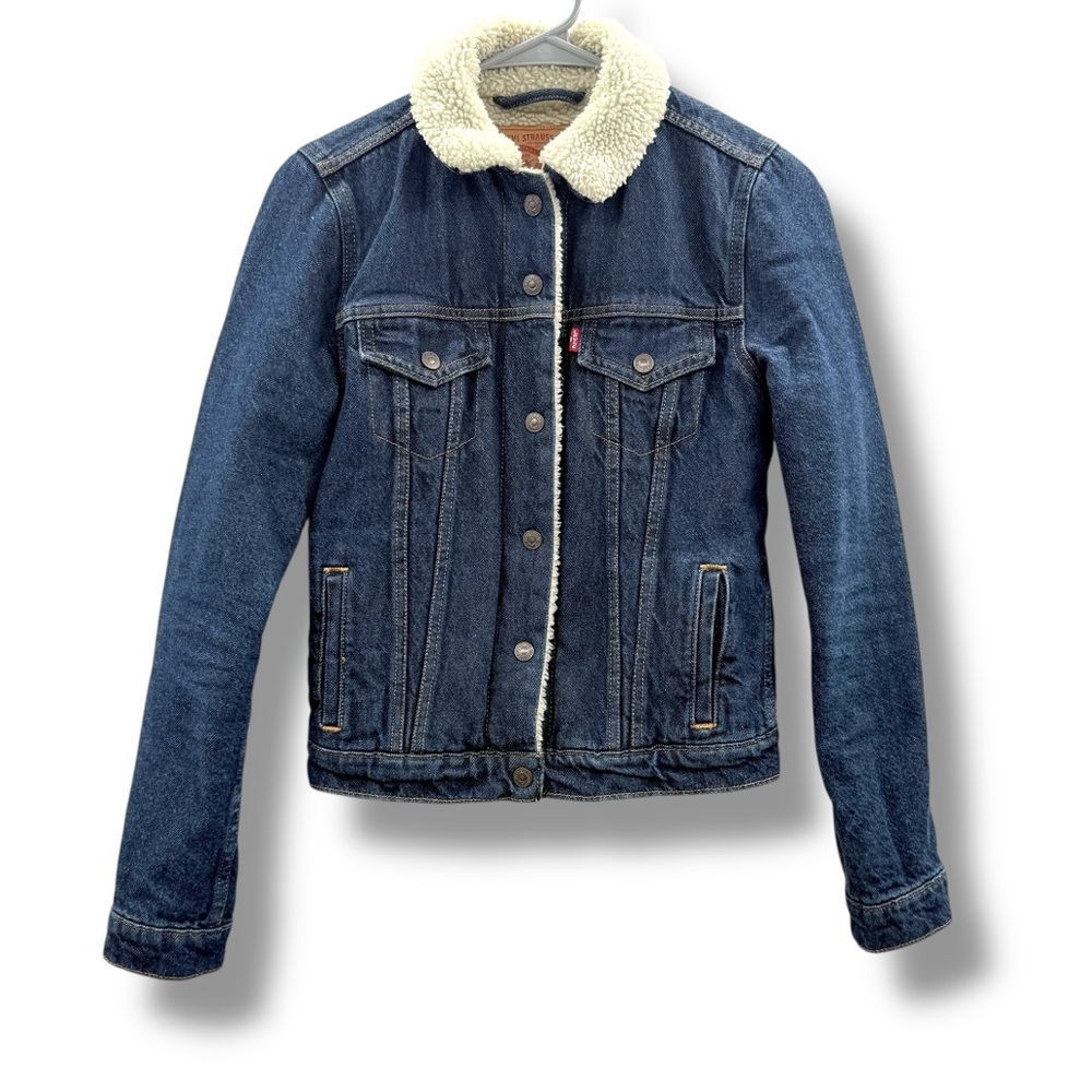Levi’s Sherpa Trucker‎ Jacket Women’s Size XS Type III Denim Lined Classic Fit